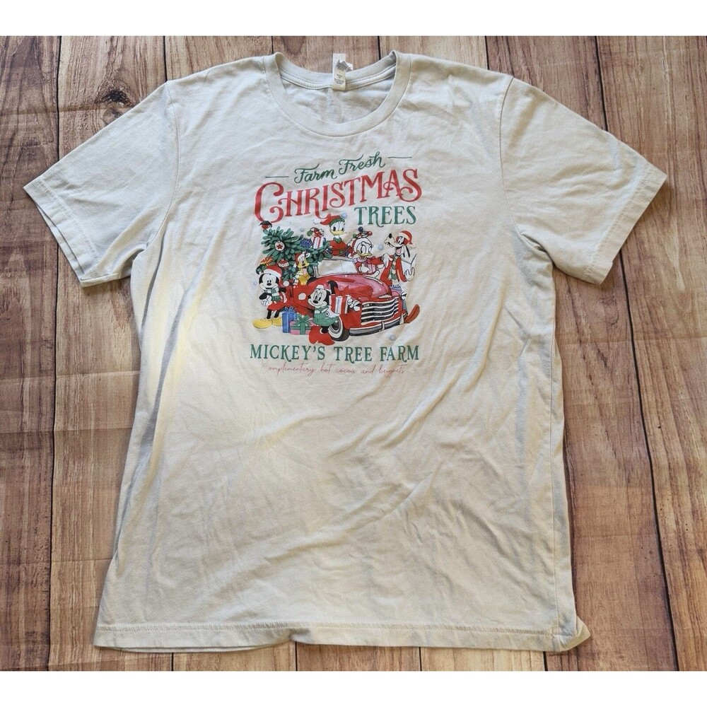 Disney Mickey's Fresh Christmas Tree Farm Shirt Size Large L White